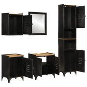 Vetonek Conjunto de muebles de baño 5 pzas madera maciza mango y hierro