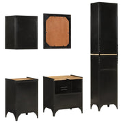 Conjunto de muebles de baño 5 pzas madera maciza mango y hierro v8781 - Vetonek