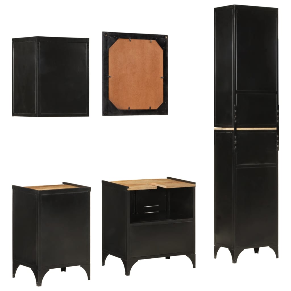 Conjunto de muebles de baño 5 pzas madera maciza mango y hierro v8781 - Vetonek