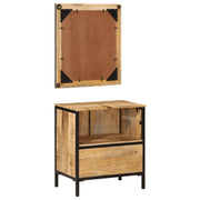 Conjunto de muebles de baño 2 pzas madera maciza mango y hierro v8804 - Vetonek