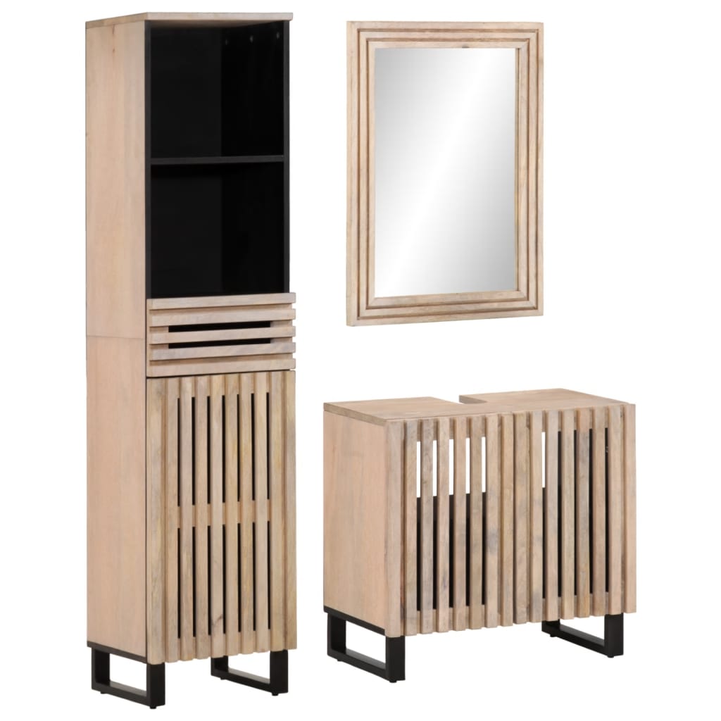 Conjunto de muebles de baño 3 piezas madera maciza de mango V9078 Vetonek