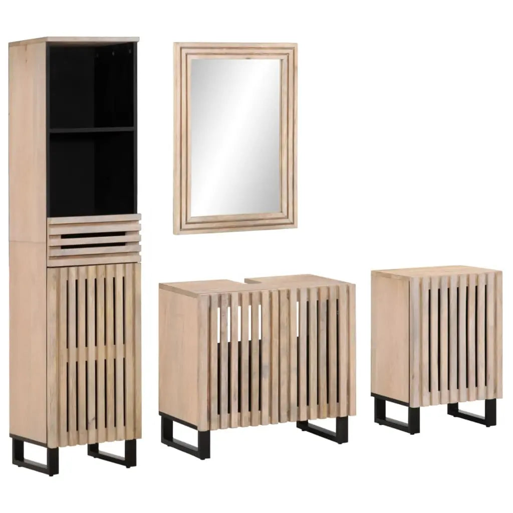 Conjunto de muebles de baño 4 piezas madera maciza de mango V9085 Vetonek