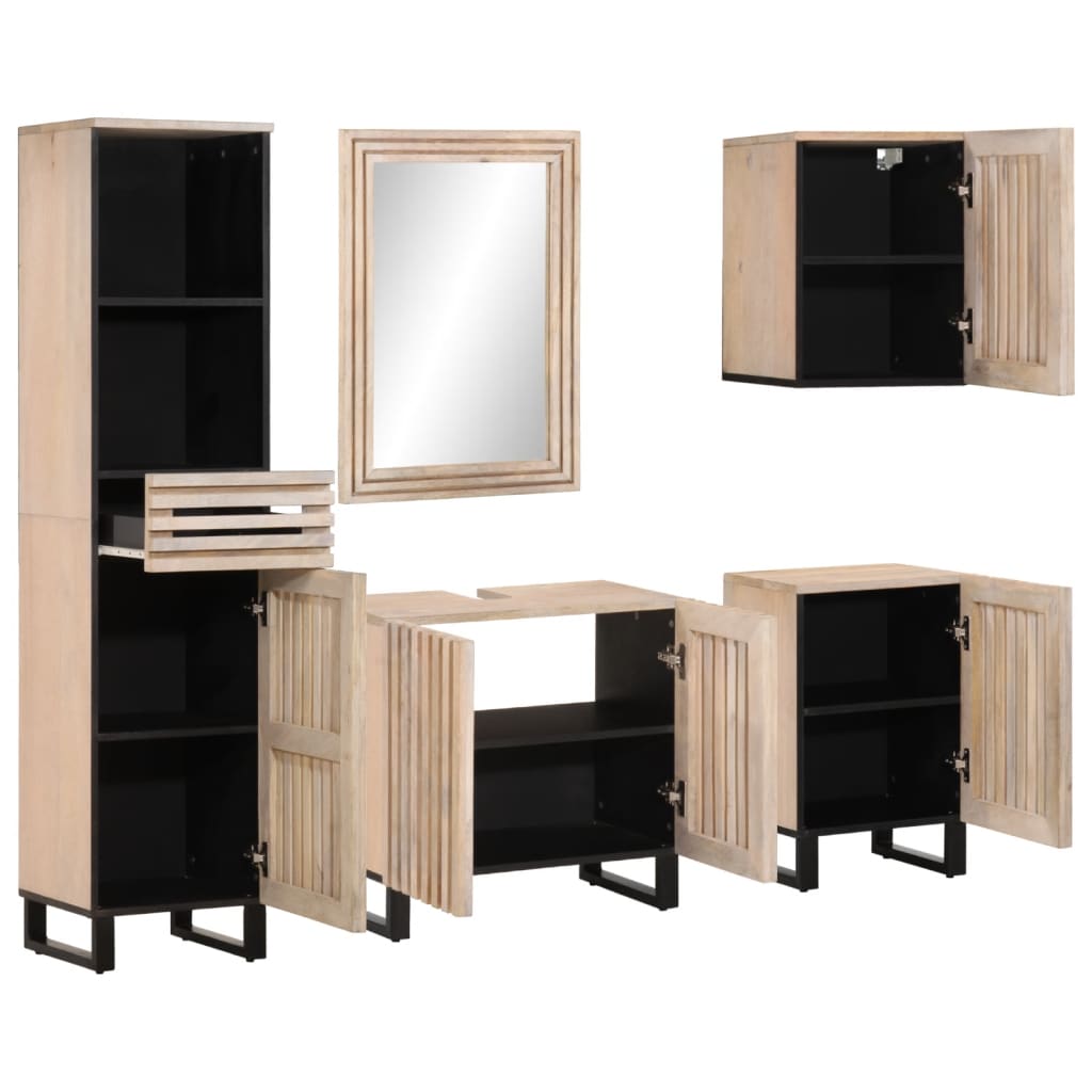 Conjunto de muebles de baño 5 piezas madera maciza de mango V9092 Vetonek