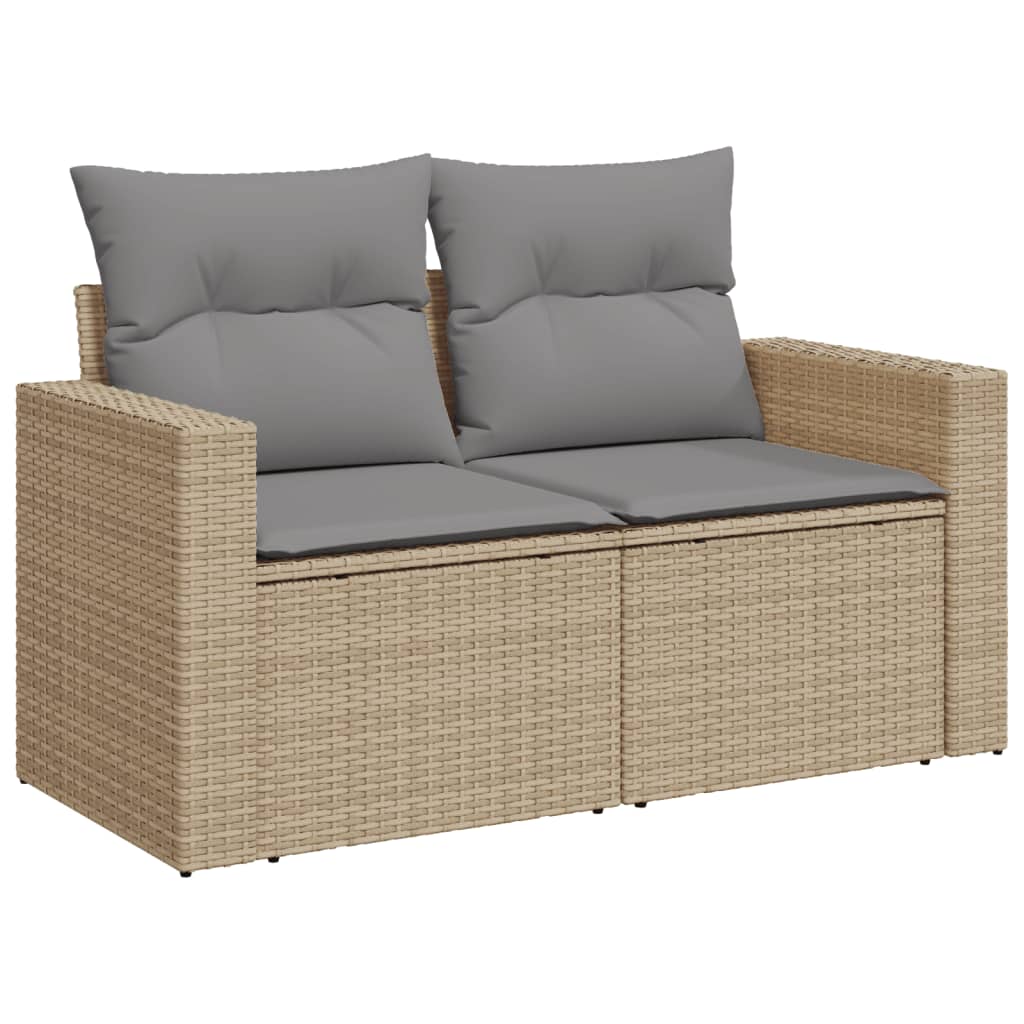 Set de sofás de jardín 11pzas con cojines ratán sintético beige - Vetonek