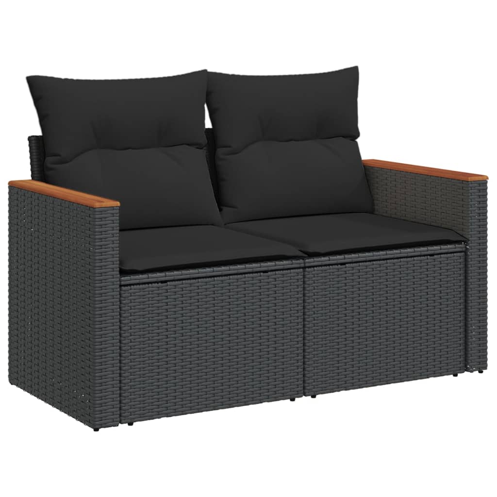 Gartensofas Set 6 Stücke und schwarze synthetische Rattankissen