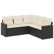 Set de muebles de jardín 5 pzas y cojines ratán sintético negro v9244 Vetonek