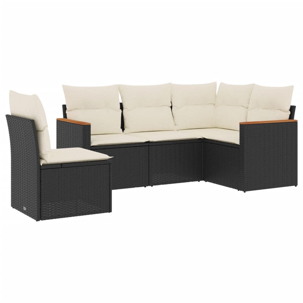 Set de muebles de jardín 5 pzas y cojines ratán sintético negro v9381 - Vetonek