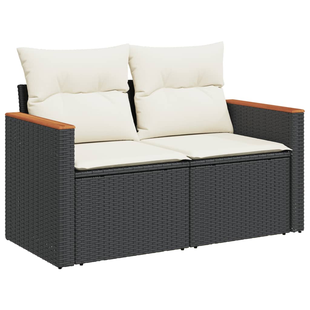 Gartensofas Set 6 Stücke und schwarze synthetische Rattankissen