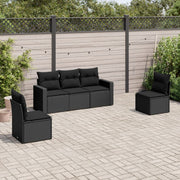Set de muebles de jardín 5 pzas y cojines ratán sintético negro v0974 Vetonek