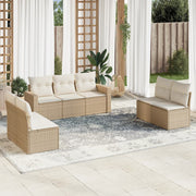 Set sofás de jardín 7 piezas y cojines ratán sintético beige v1407 Vetonek