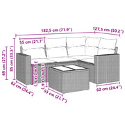 Set de muebles de jardín 5 pzas y cojines ratán sintético negro v2282 - Vetonek