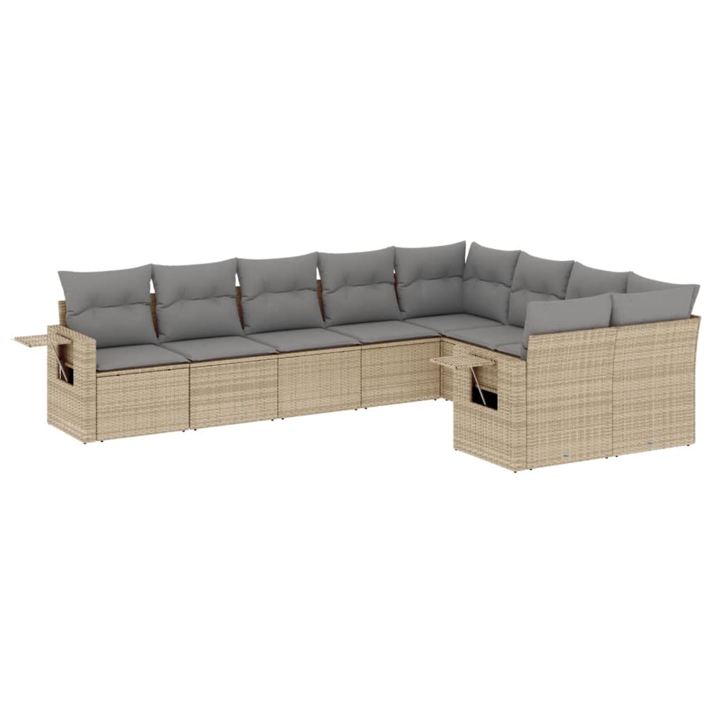 Gartensofas Set 9 PCs mit beige synthetischen Kissen