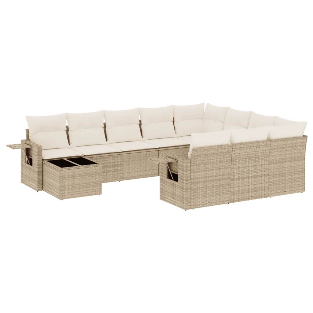 Set de sofás de jardín 11pzas con cojines ratán sintético beige V0408 Vetonek