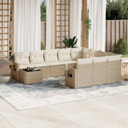 Set de sofás de jardín 11pzas con cojines ratán sintético beige V0408 Vetonek