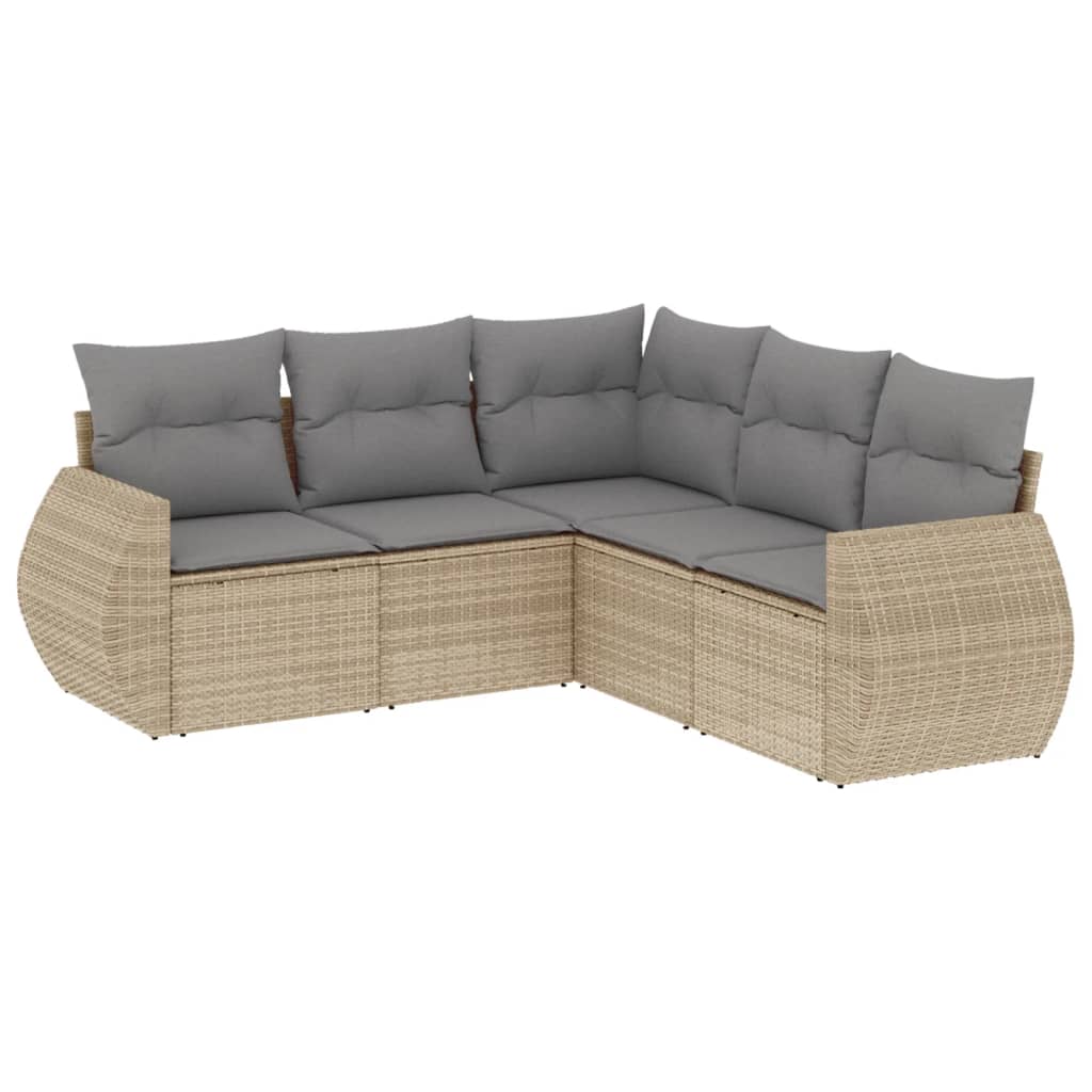 Sofas de jardin Game 5 Pzas Ratán Synthétique beige