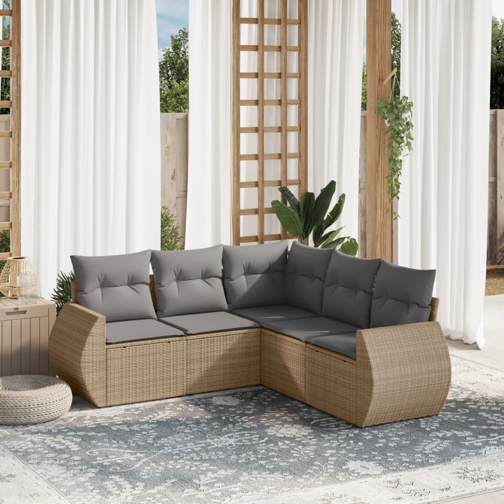 Sofas de jardin Game 5 Pzas Ratán Synthétique beige