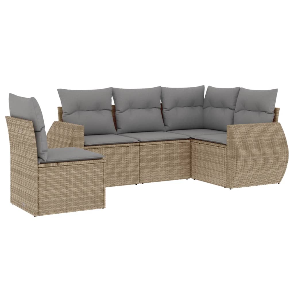 Sofas de jardin Game 5 Pzas Ratán Synthétique beige