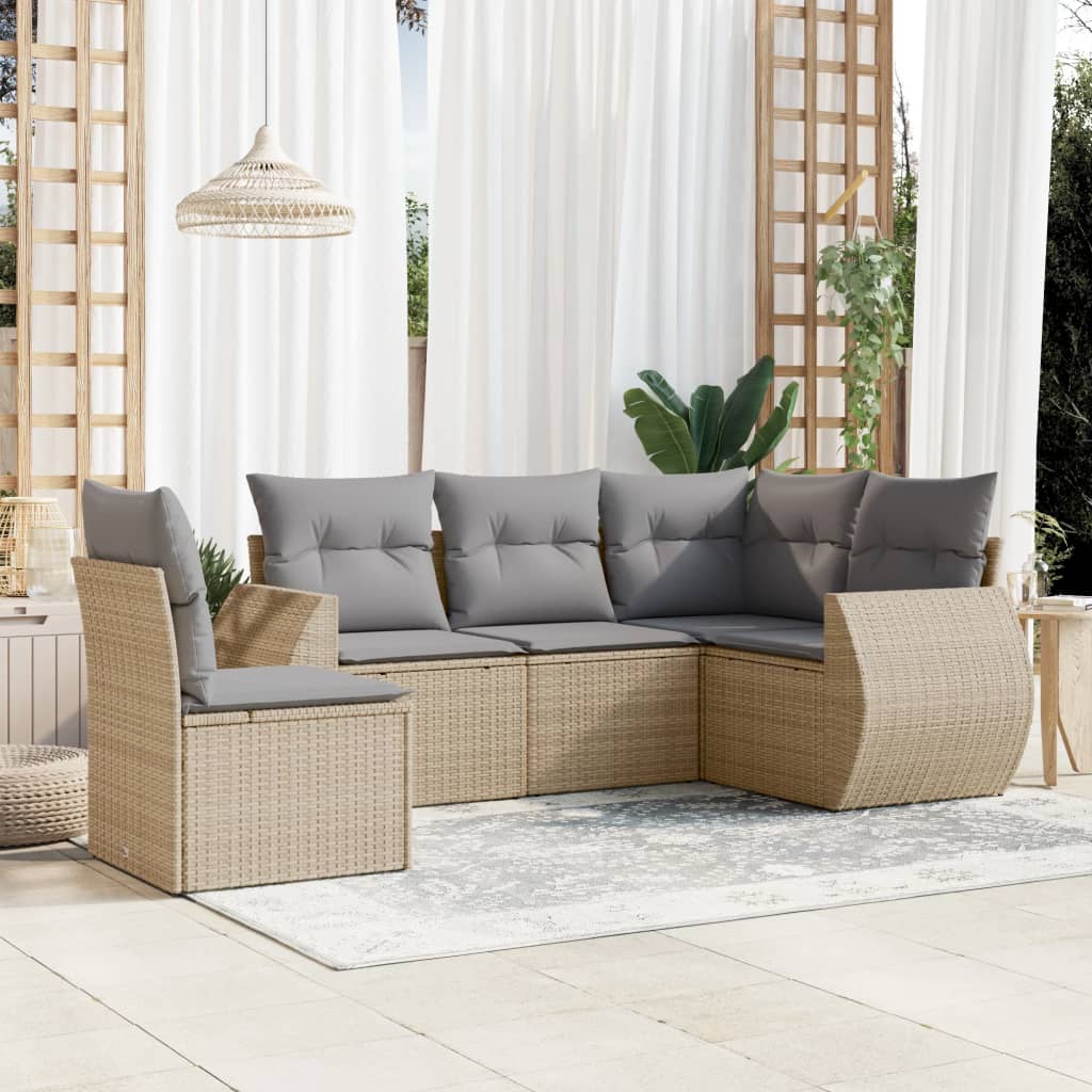 Sofas de jardin Game 5 Pzas Ratán Synthétique beige