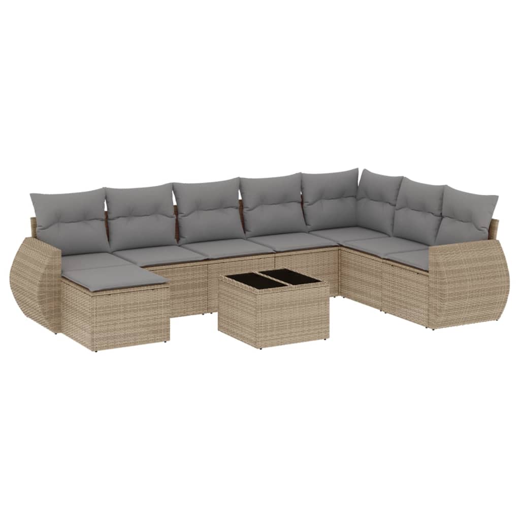 Ensemble canapé de jardin 9 pièces avec coussins en rotin synthétique beige V0810 Vetonek