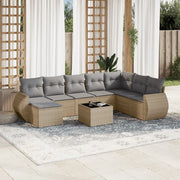 Ensemble canapé de jardin 9 pièces avec coussins en rotin synthétique beige V0810 Vetonek