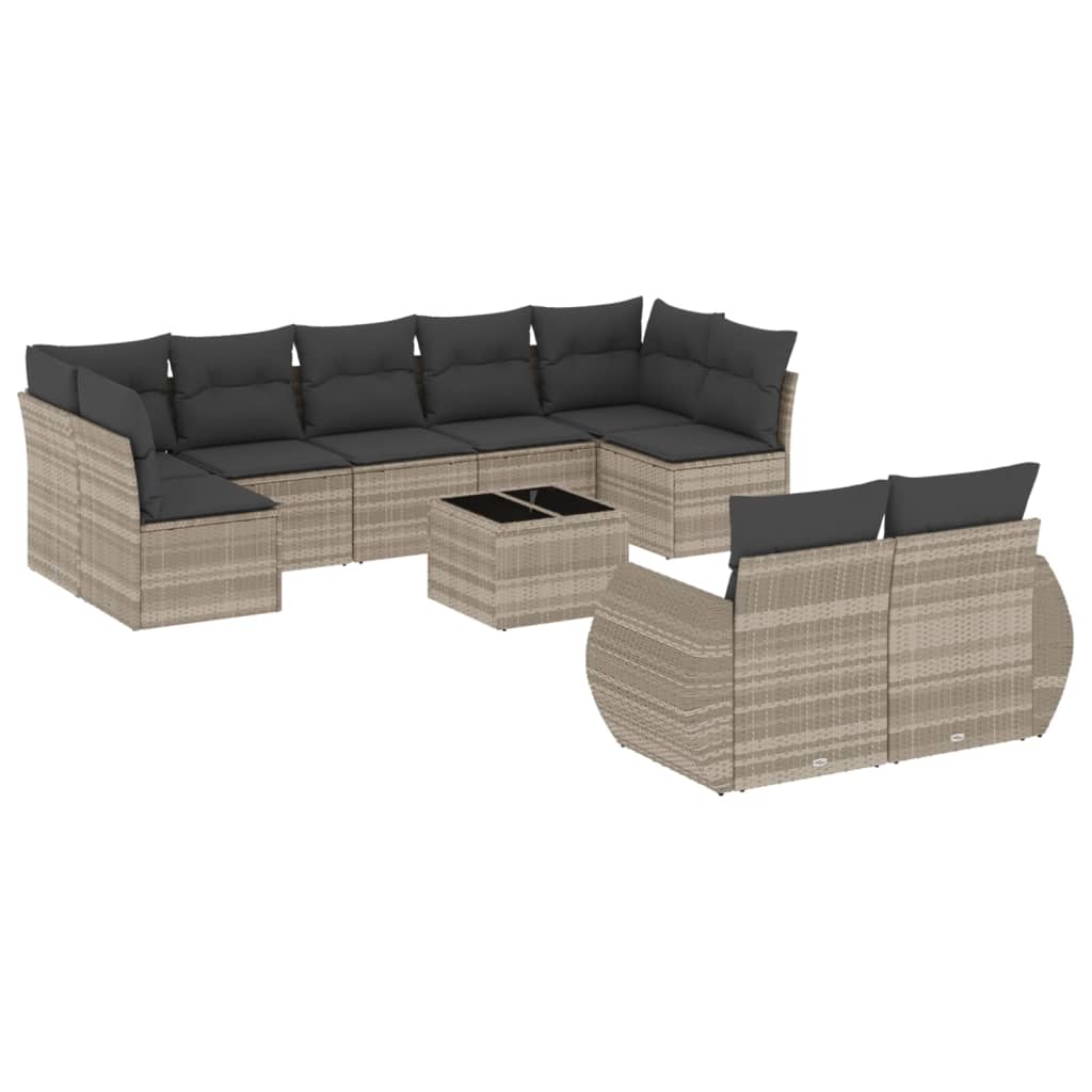 Sofas Sofas Garten 10 Stcs mit leichten synthetischen Rattan -Kissen