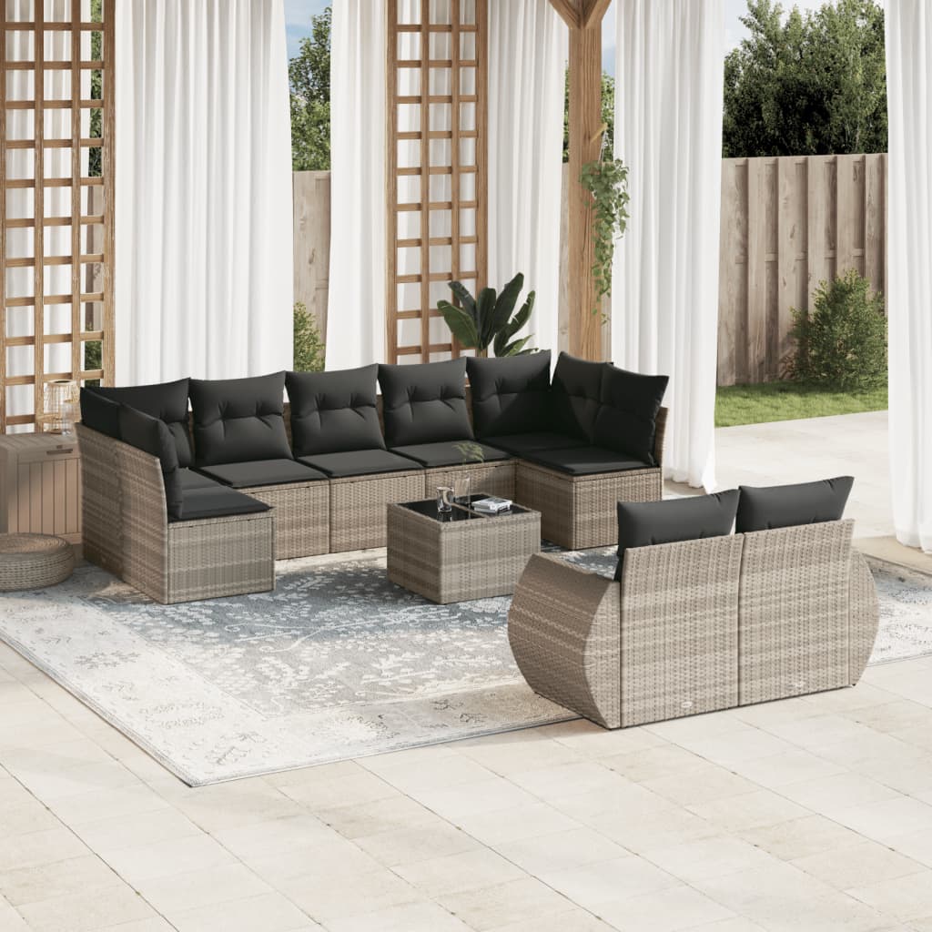 Sofas Sofas Garten 10 Stcs mit leichten synthetischen Rattan -Kissen