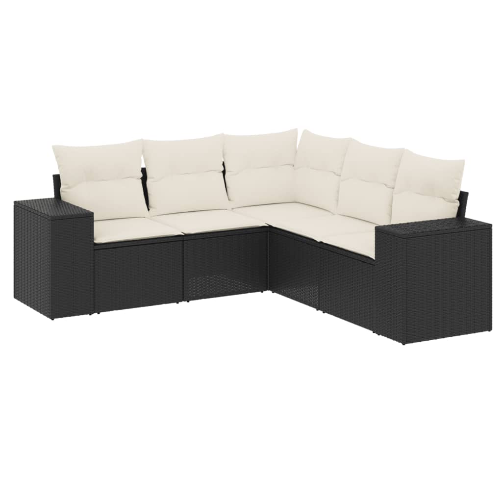 Set de muebles de jardín 5 pzas y cojines ratán sintético negro V8588 Vetonek