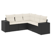Set de muebles de jardín 5 pzas y cojines ratán sintético negro V8588 Vetonek