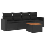 Set de muebles de jardín 5 pzas y cojines ratán sintético negro V2997 Vetonek
