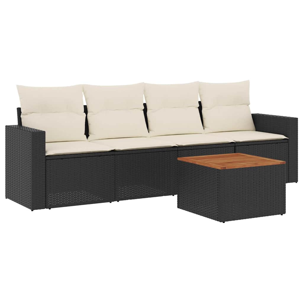Set de muebles de jardín 5 pzas y cojines ratán sintético negro V3000 Vetonek