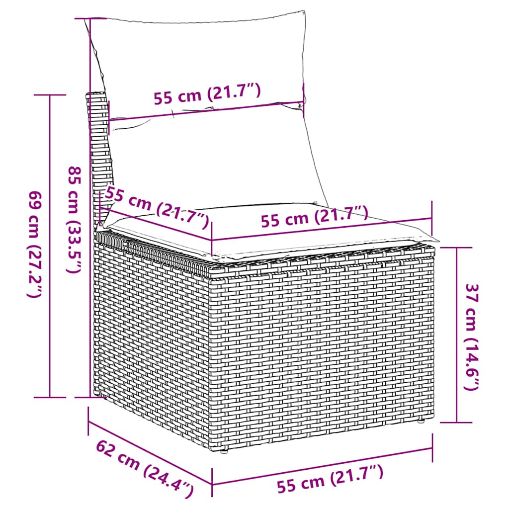 Set de muebles de jardín 5 pzas y cojines ratán sintético negro V3000 Vetonek