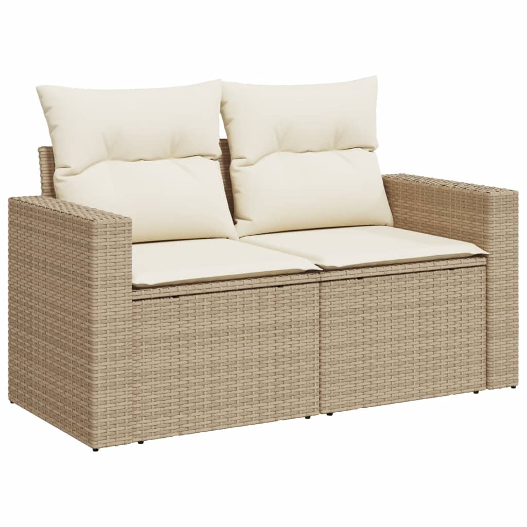 Set de sofás de jardín 9 pzas con cojines ratán sintético beige - Vetonek