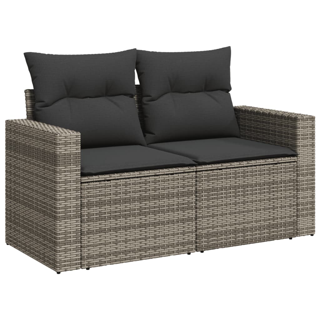 Gartensofas Set 7 Stücke mit grauen Rattankissen