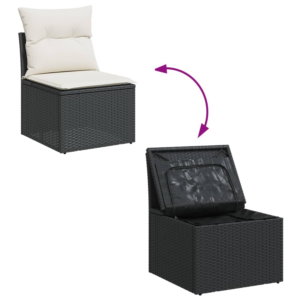 Gartensofas Set 12 Stücke schwarzer synthetischer Rattan V79