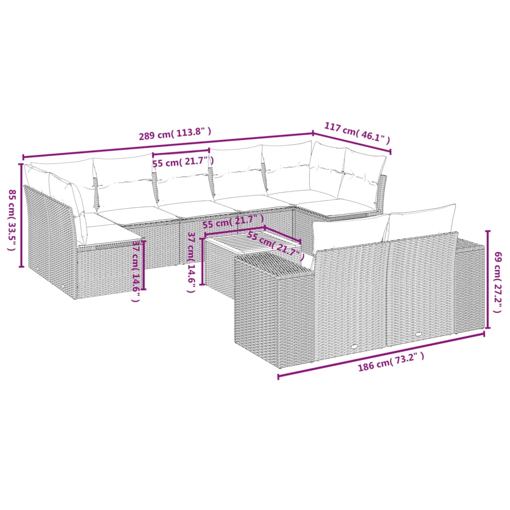 Garden sofas set with a gray synthetic rattan cushions