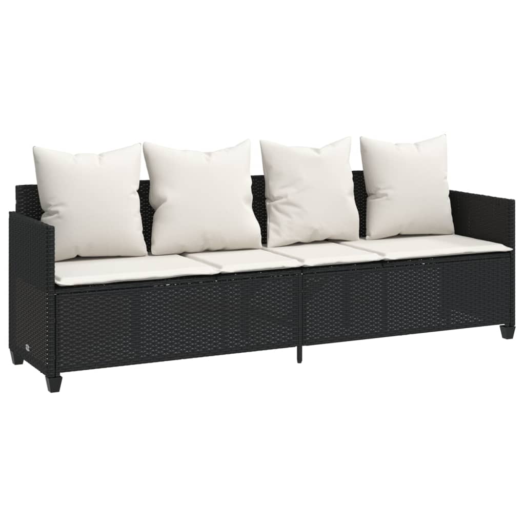 Set de muebles de jardín 5 pzas y cojines ratán sintético negro v9376 - Vetonek