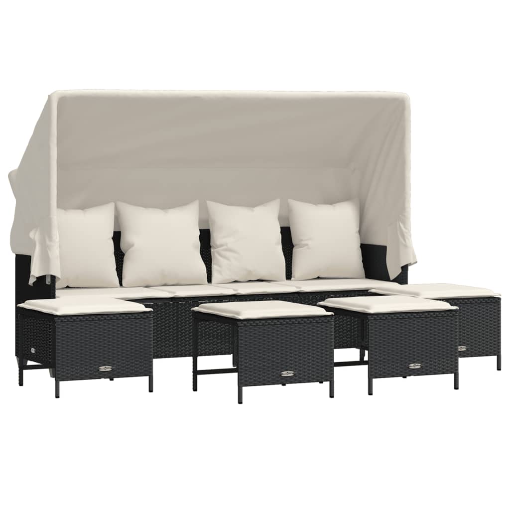 Set de muebles de jardín 5 pzas y cojines ratán sintético negro v9437 - Vetonek