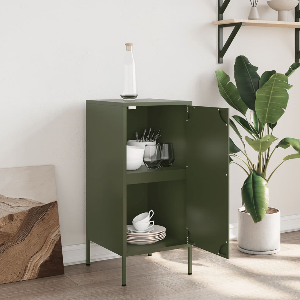 36x39x79 cm olive green steel sideboard