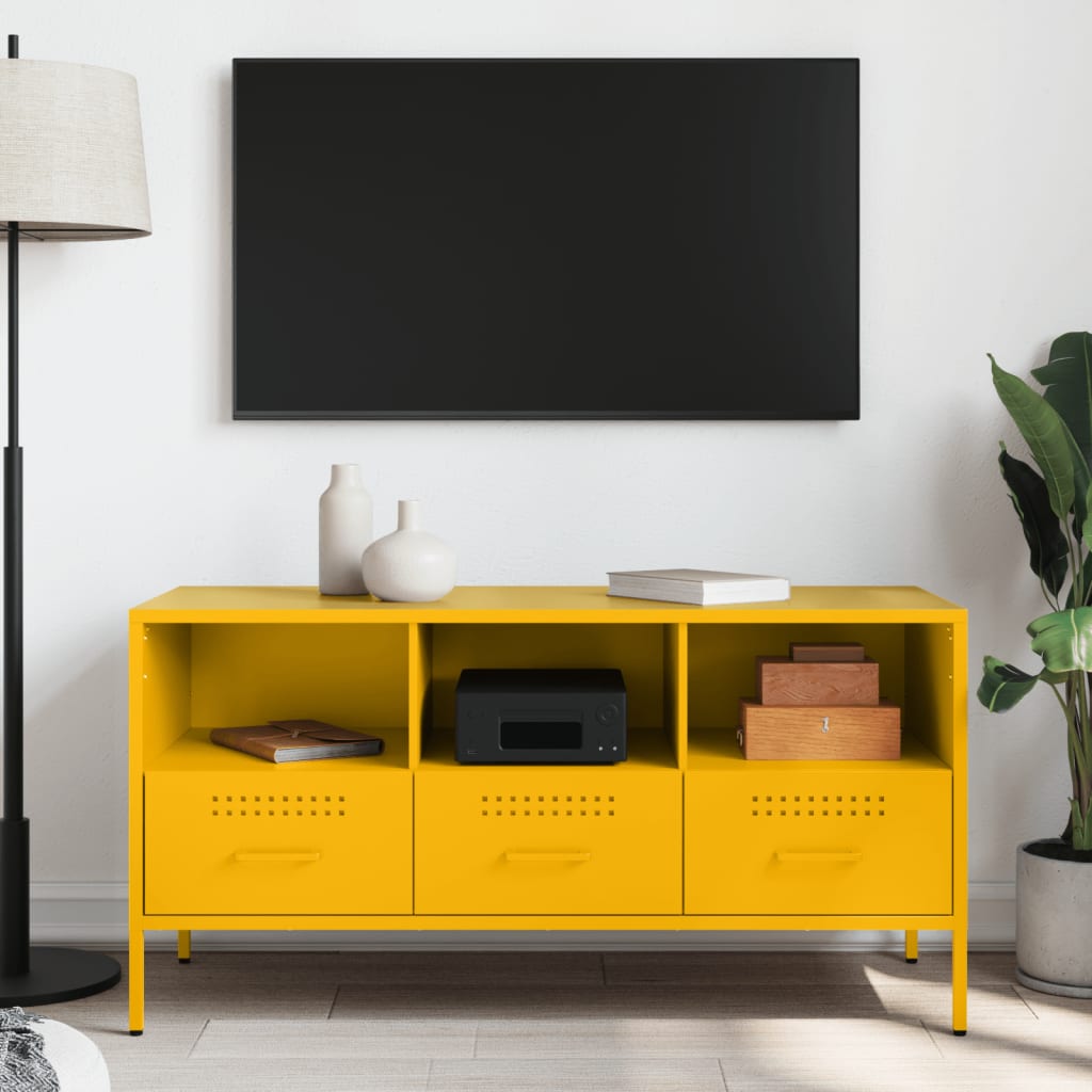 Mueble para TV acero amarillo mostaza 100,5x39x50,5 cm