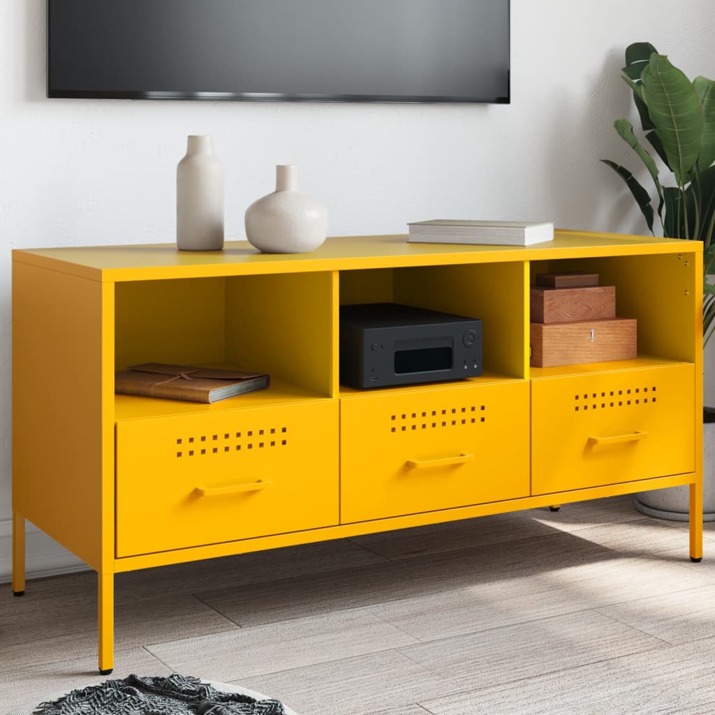 Vetonek Mueble para TV acero amarillo mostaza 100,5x39x50,5 cm