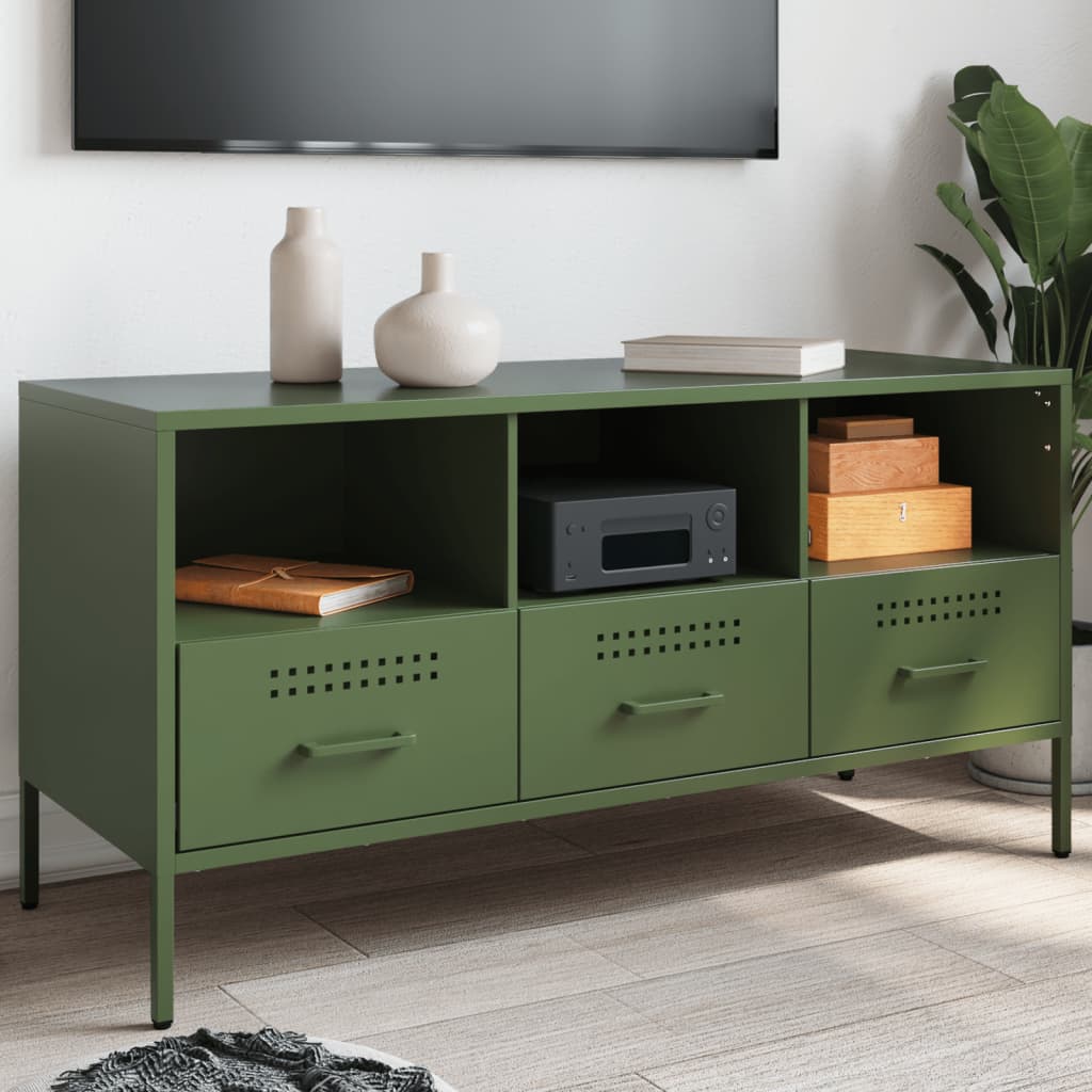 Vetonek Mueble para TV acero verde oliva 100,5x39x50,5 cm