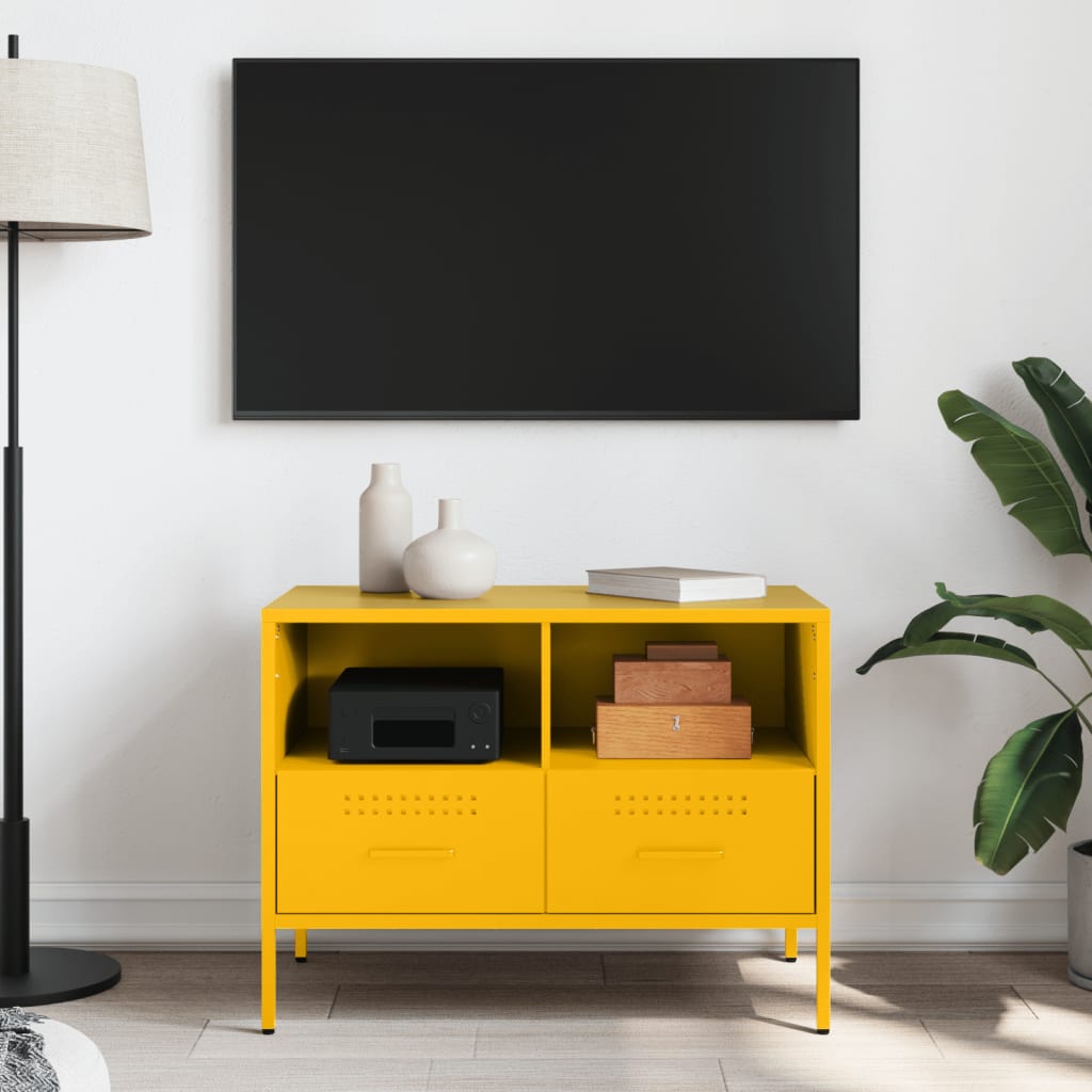 Mueble para TV acero amarillo mostaza 68x39x50,5 cm