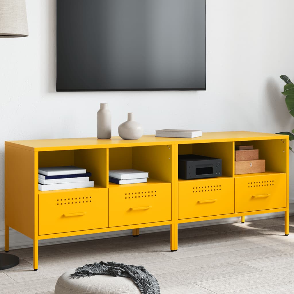 Vetonek Muebles para TV 2 unidades acero amarillo mostaza 68x39x50,5 cm