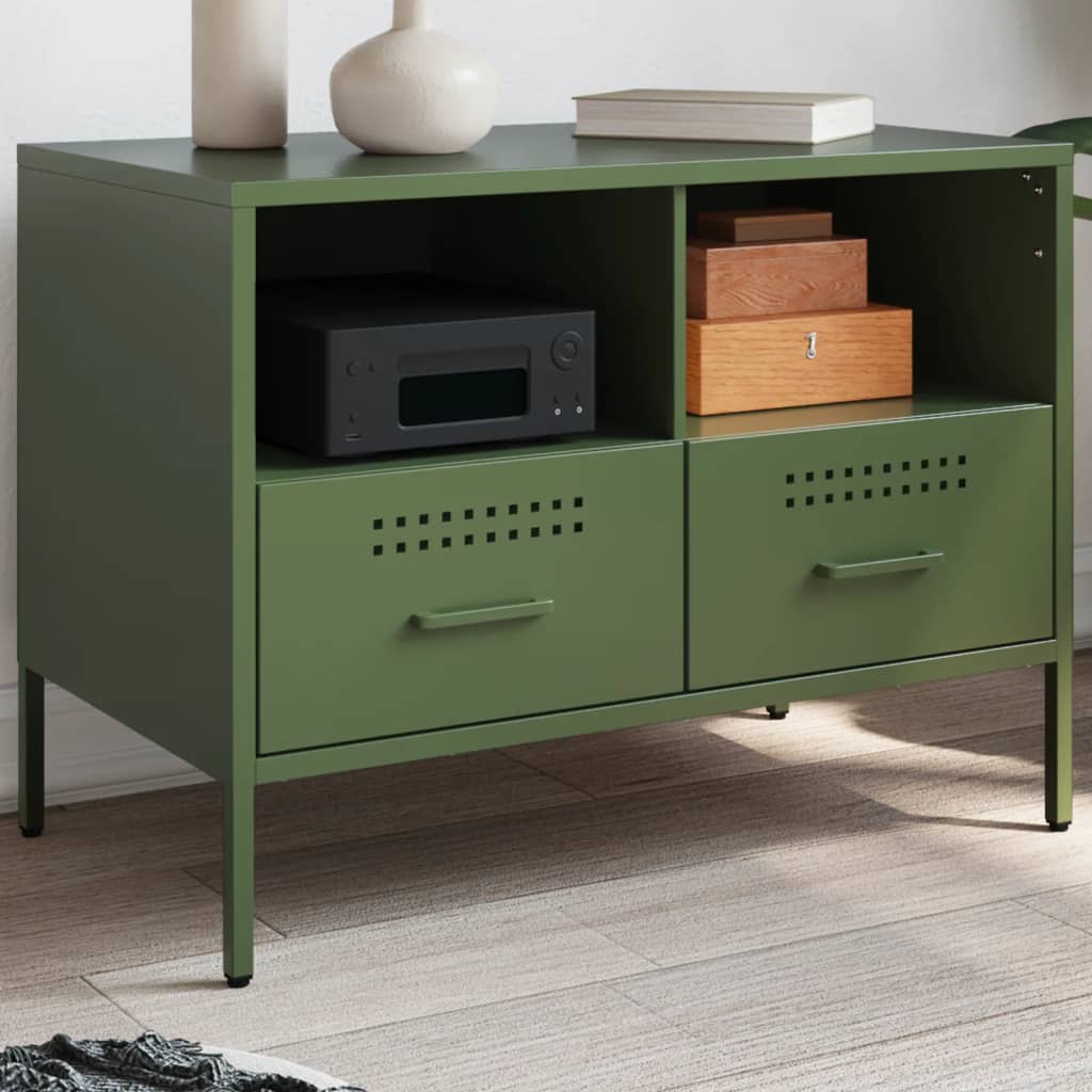 Vetonek Mueble para TV acero verde oliva 68x39x50,5 cm