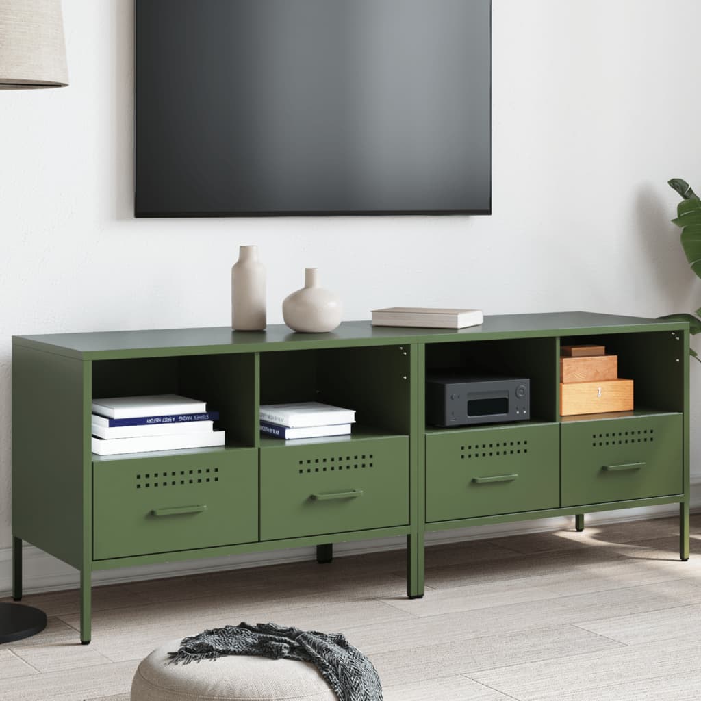 Vetonek Muebles para TV 2 unidades acero verde oliva 68x39x50,5 cm