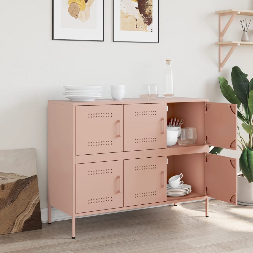 Pink steel sideboard 100.5x39x79 cm