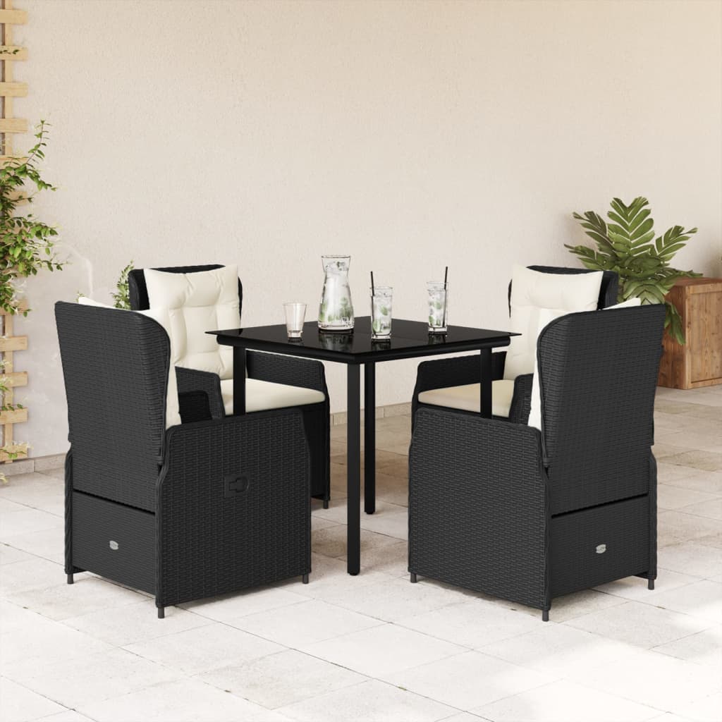 Vetonek Set de muebles jardín 5 pzas con cojines ratán sintético negro