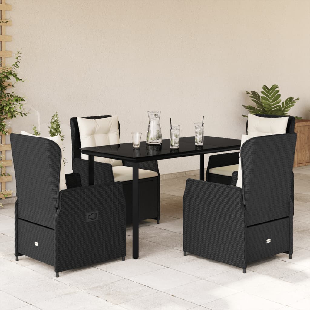 Vetonek Set de muebles jardín 5 pzas con cojines ratán sintético negro