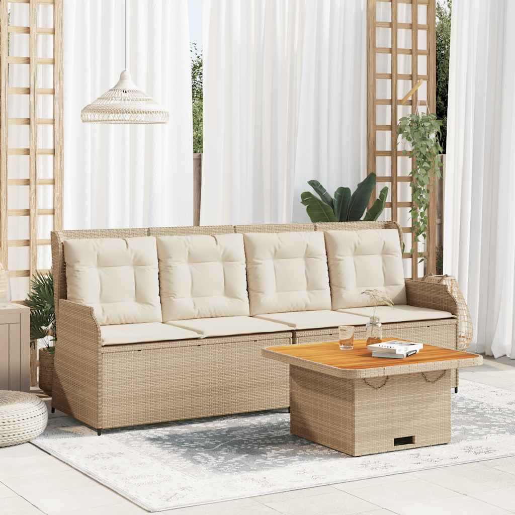 Vetonek Set muebles de jardín 3 piezas y cojines ratán sintético beige