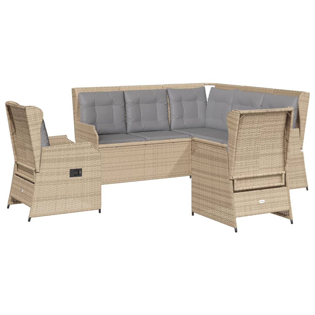 Set muebles de jardín 5 pzas con cojines ratán sintético beige